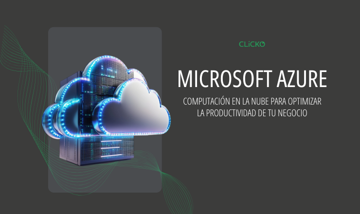 Ilustración de computación en la nube con Microsoft Azure para digitalización empresarial y optimización de procesos